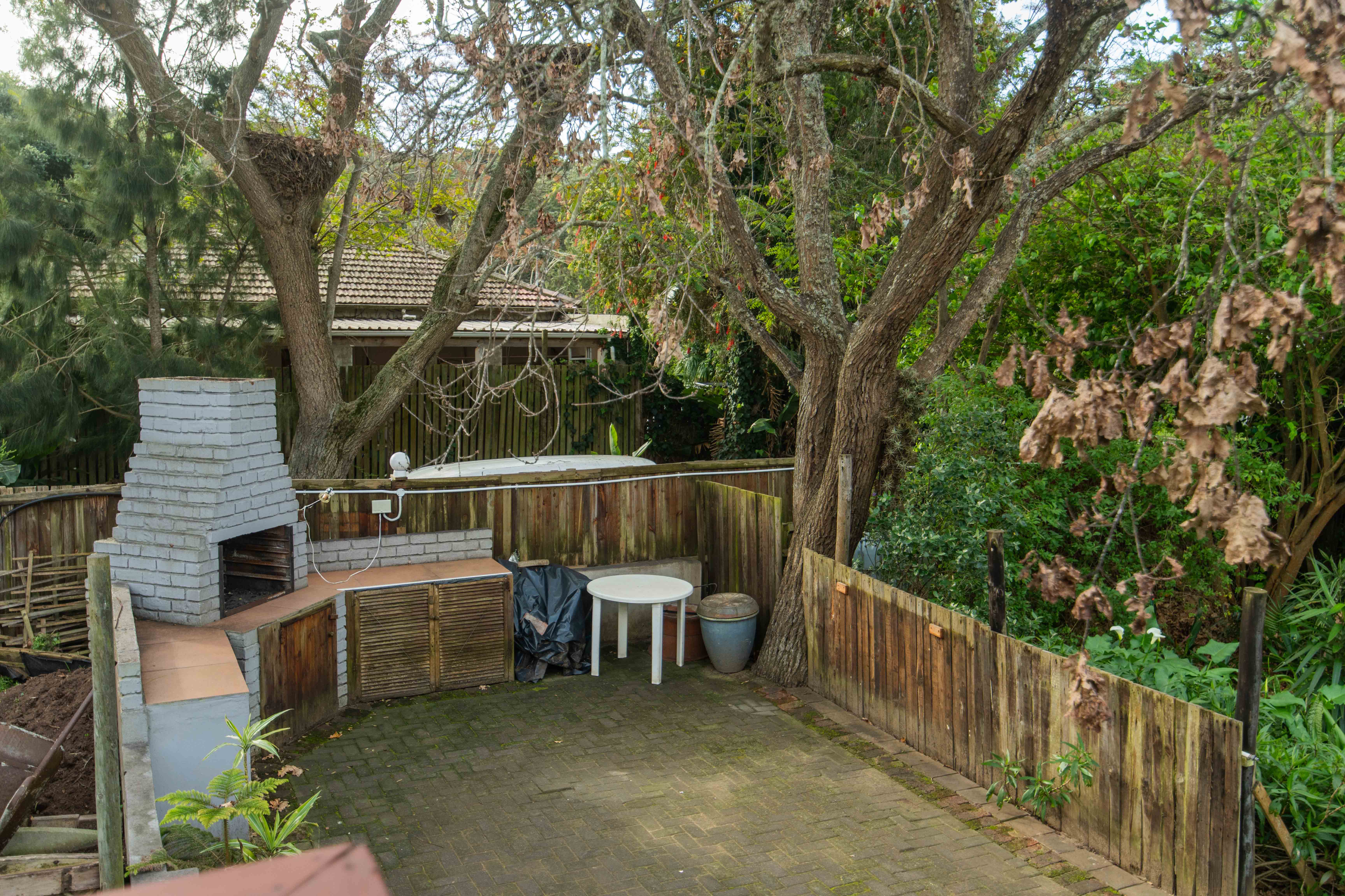 Covered patio with built in braai